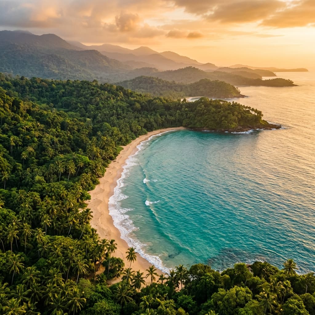 Sri Lanka tropical coastline aerial view
